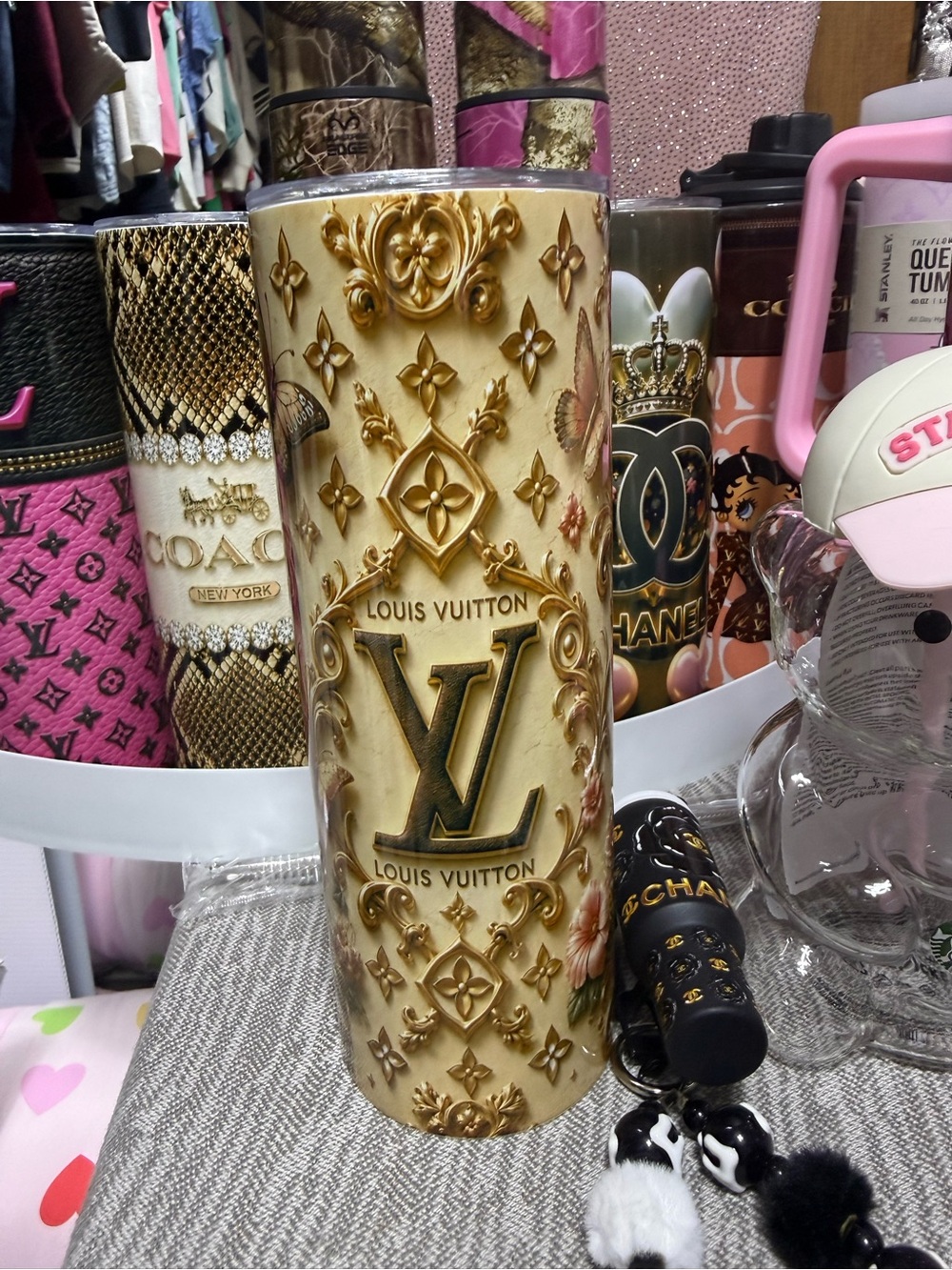 NEW LV Gold Embossed Monogram Tumbler